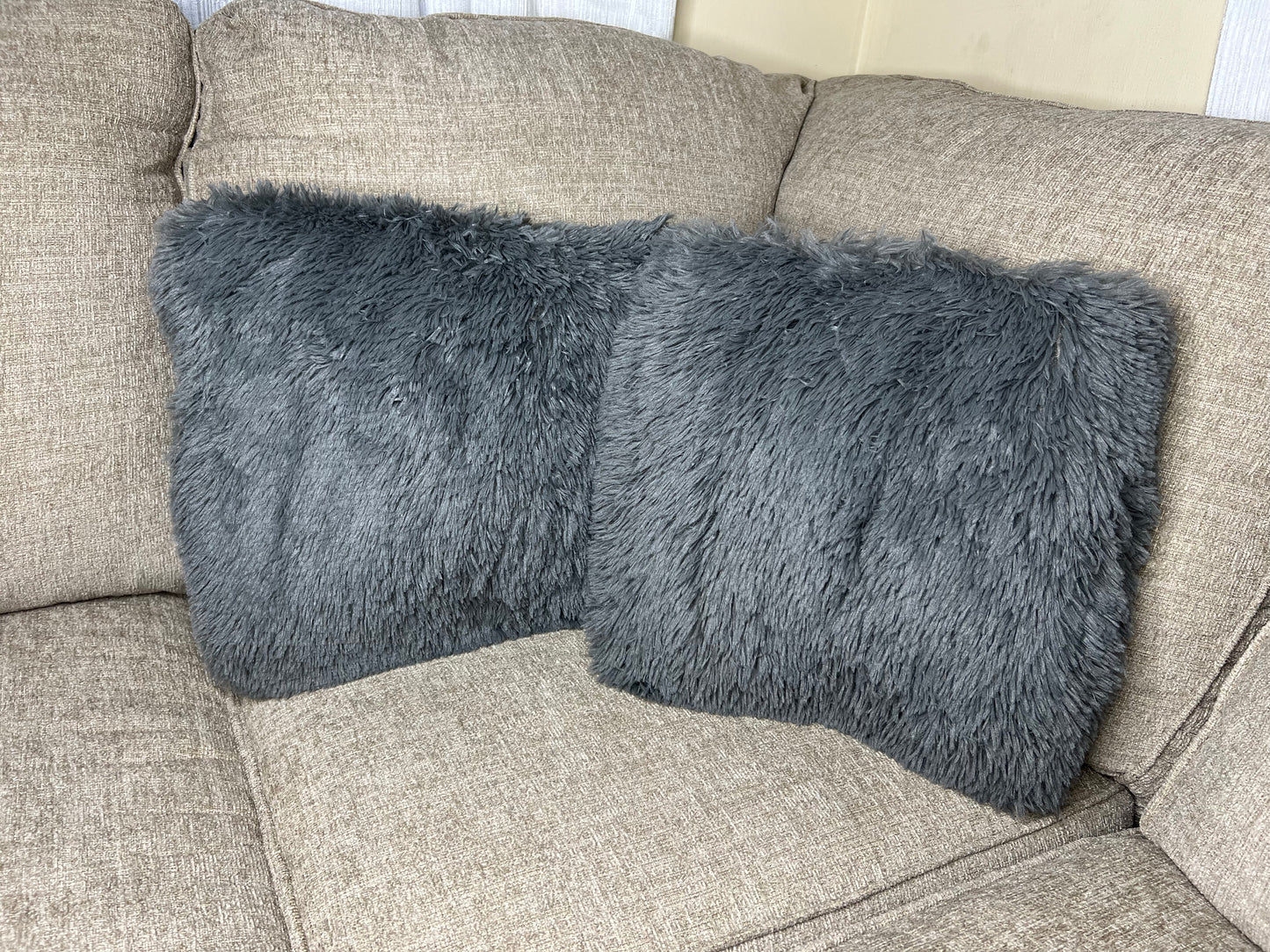 Grey Plush Pillow - (pair)