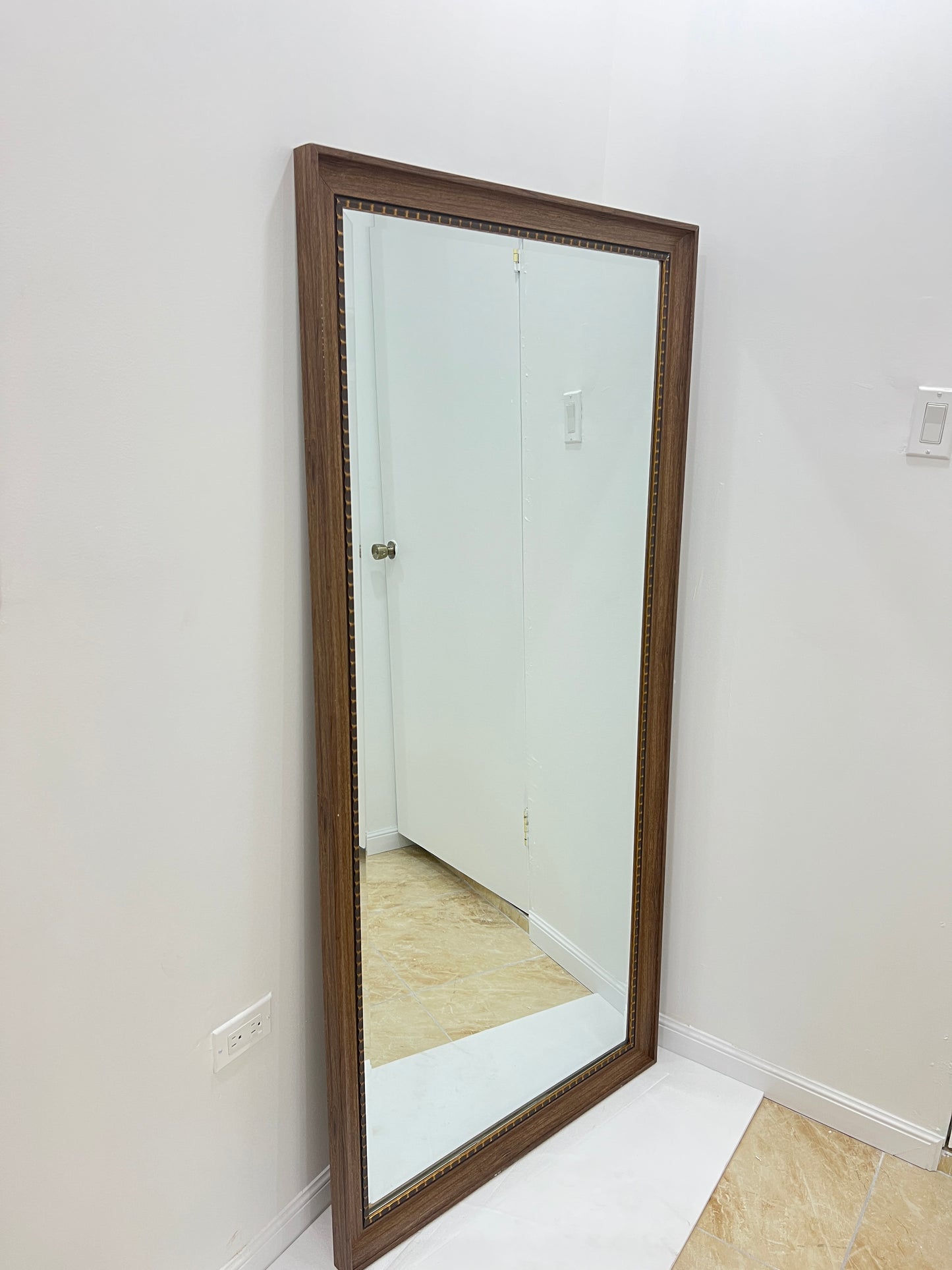 CS Dark Brown Wood Frame Mirror